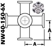 6 - WAY Cross, NW40 (NW40 - 150 - 6X - OS) - Chemtech Scientific Incorporated