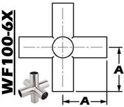 6 - Way Cross Weld Body (1.00" Tube OD) WF100 - 6X - Chemtech Scientific Incorporated