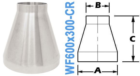 6.00" x 3.00" Conical Reducer (WF600x300 - CR) - Chemtech Scientific Incorporated