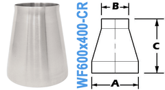 6.00" x 4.00" Conical Reducer (WF600x400 - CR) - Chemtech Scientific Incorporated