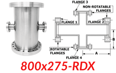 8.00"" OD CF to 2.75"" OD Conflat Reducing Cross 800x275 - RDX - Chemtech Scientific Incorporated