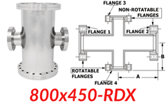 8.00"" OD CF to 4.50"" OD Conflat Reducing Cross 800x450 - RDX - Chemtech Scientific Incorporated