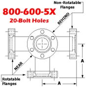 8.00" OD Conflat Flange Five - Way Cross (800 - 600 - 5X) - Chemtech Scientific Incorporated