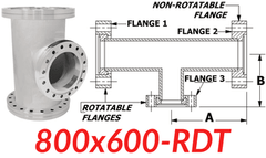 8.00" CF to 6.00" CF Reducing Tee (800x600 - RDT) - Chemtech Scientific Incorporated