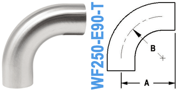 90° Elbow With Tangent Tube OD: 2.50" (WF250 - E90 - T) - Chemtech Scientific Incorporated