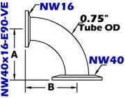90° Reducing Elbow (NW40x16 - E90 - VE) - Chemtech Scientific Incorporated