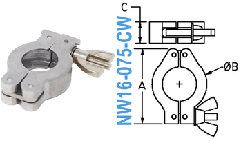 Aluminum Wing Clamp Fits: NW10 & NW16 (NW16 - 075 - CW) - Chemtech Scientific Incorporated