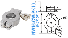 Aluminum Wing Clamp Fits: NW10 & NW16 (NW16 - CW - PK10) - Chemtech Scientific Incorporated