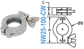 Aluminum Wing Clamp Fits: NW25 (NW25 - 100 - CW) - Chemtech Scientific Incorporated