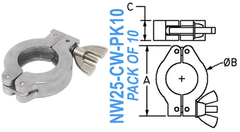 Aluminum Wing Clamp Fits: NW25 (NW25 - CW - PK10) - Chemtech Scientific Incorporated