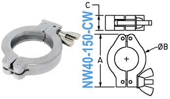 Aluminum Wing Clamp Fits: NW40 (NW40 - 150 - CW) - Chemtech Scientific Incorporated