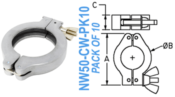 Aluminum Wing Clamp Fits: NW50 (NW50 - CW - PK10) - Chemtech Scientific Incorporated
