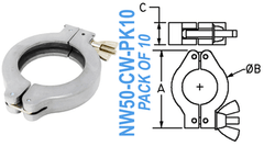 Aluminum Wing Clamp Fits: NW50 (NW50 - CW - PK10) - Chemtech Scientific Incorporated
