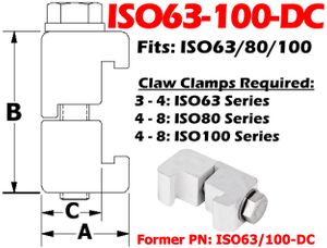 Double Claw Clamp Aluminum Fits: ISO63, ISO80, ISO100 (ISO63 - 100 - DC) - Chemtech Scientific Incorporated