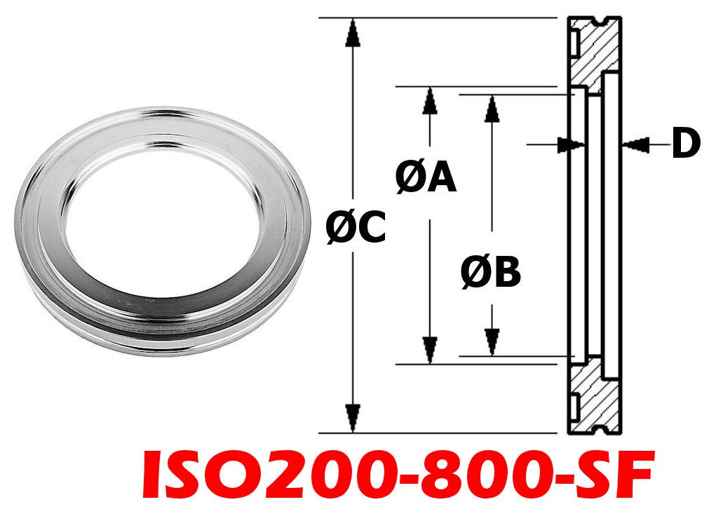 ISO200 to 8.00" Tube Short Weld Flange 304 Stainless (ISO200 - 800 - SF) - Chemtech Scientific Incorporated