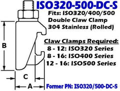 ISO320 Thru ISO500 Stainless Claw Clamp ISO320 - 500 - DC - S - Chemtech Scientific Incorporated