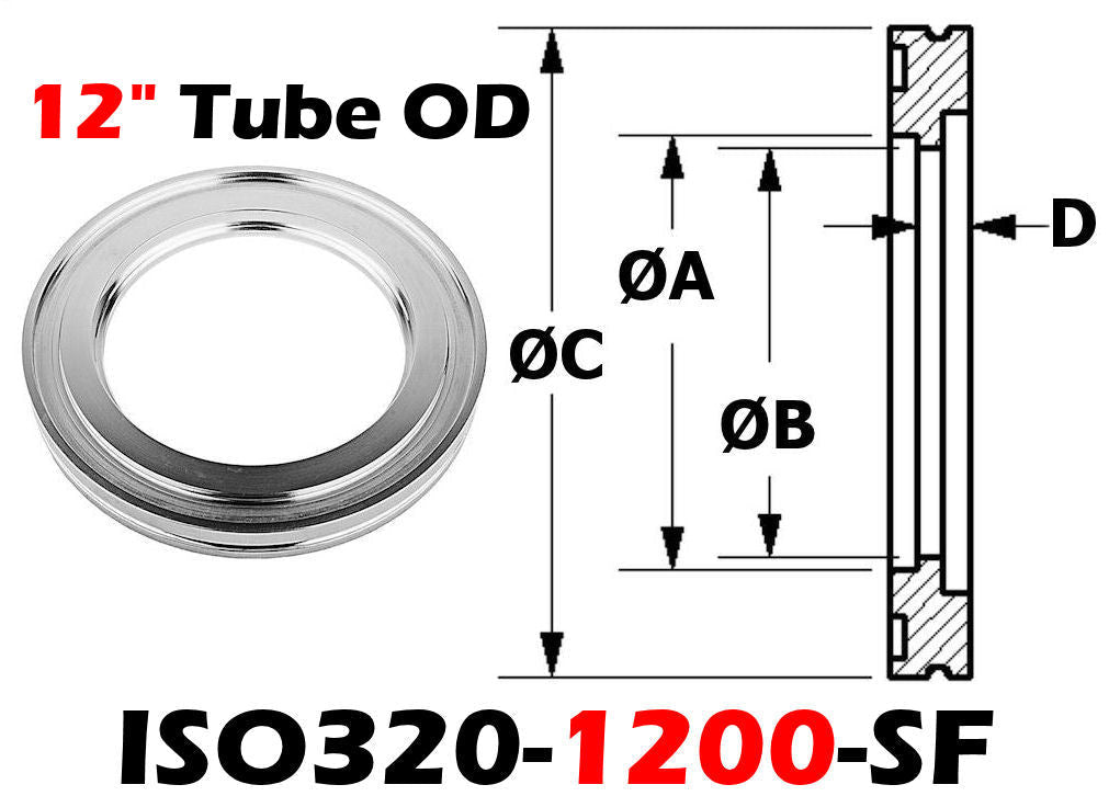 ISO320 to 12" Tube Short Weld Flange 304 Stainless (ISO320 - 1200 - SF) - Chemtech Scientific Incorporated