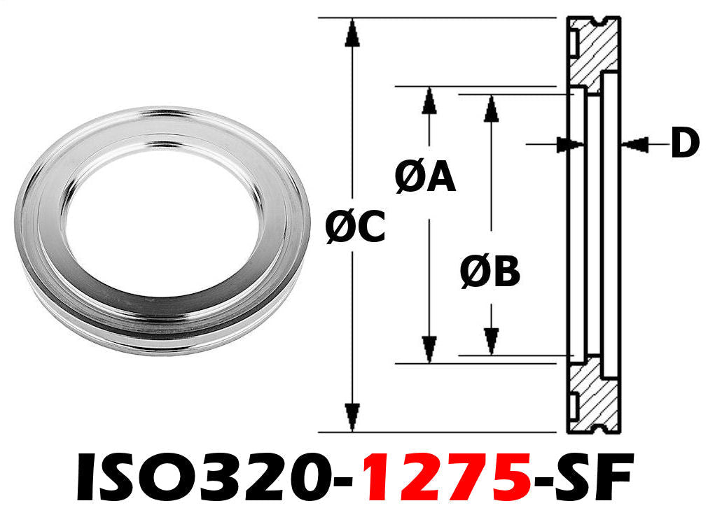 ISO320 to 12.75" Tube (Pipe OD) Short Weld Flange 304 Stainless (ISO320 - 1275 - SF) - Chemtech Scientific Incorporated