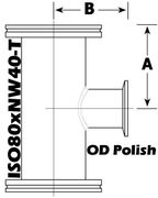 ISO80 to NW40 Reducing Tee (ISO80xNW40 - T) - Chemtech Scientific Incorporated