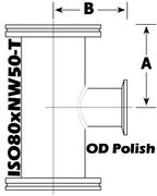 ISO80 to NW50 Reducing Tee (ISO80xNW50 - T) - Chemtech Scientific Incorporated