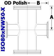 ISO80 to NW50 Series Reducing Cross (ISO80xNW50 - X) - Chemtech Scientific Incorporated