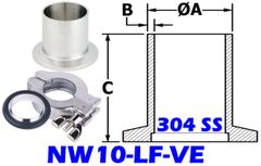 NW10 Long Butt Flange Stainless (NW10-LF-VE)