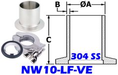 NW10 Long Butt Flange Stainless (NW10 - LF - VE) - Chemtech Scientific Incorporated