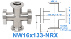 NW16 & 1.33" OD Conflat Non - Reducing Cross NW16x133 - NRX - Chemtech Scientific Incorporated