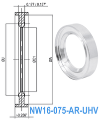 NW16 HV to UHV Metal Seal Centering Ring NW16 - 075 - AR - UHV - Chemtech Scientific Incorporated
