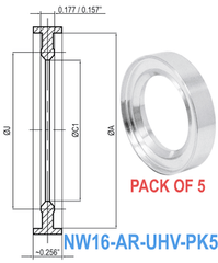 NW16 HV to UHV Metal Seal Centering Ring NW16 - AR - UHV - PK5 - Chemtech Scientific Incorporated