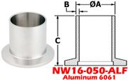 NW16 Long Butt Flange Aluminum (NW16 - 050 - ALF) - Chemtech Scientific Incorporated