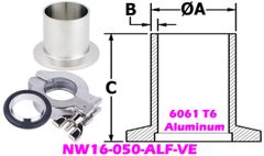 NW16 Long Butt Flange Aluminum (NW16 - 050 - ALF - VE) - Chemtech Scientific Incorporated