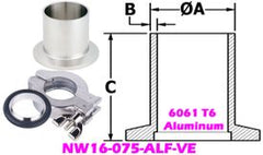 NW16 Long Butt Flange Aluminum (NW16 - 075 - ALF - VE) - Chemtech Scientific Incorporated