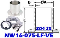 NW16 Long Butt Flange Stainless (NW16-075-LF-VE)