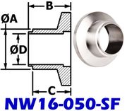 NW16 Short Weld Flange (NW16 - 050 - SF - OS) - Chemtech Scientific Incorporated