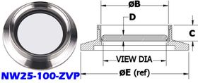 NW25 Glass Viewport NW25 - 100 - ZVP - Chemtech Scientific Incorporated