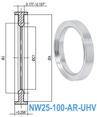 NW25 HV to UHV Metal Seal Centering Ring NW25 - 100 - AR - UHV - Chemtech Scientific Incorporated