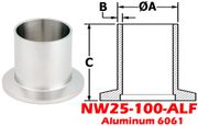 NW25 Long Butt Flange Aluminum (NW25 - 100 - ALF) - Chemtech Scientific Incorporated