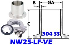 NW25 Long Butt Flange Stainless (NW25-LF-VE)