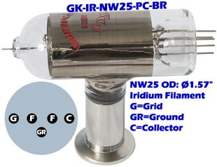 NW25 Platinum Coated Ion Gauge Tube GK - IR - NW25 - PC - BR - Chemtech Scientific Incorporated