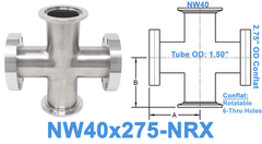 NW40 & 2.75" OD Conflat Non - Reducing Cross NW40x275 - NRX - Chemtech Scientific Incorporated