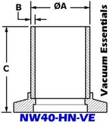 NW40 Half Nipple (NW40 - HN - VE) - Chemtech Scientific Incorporated