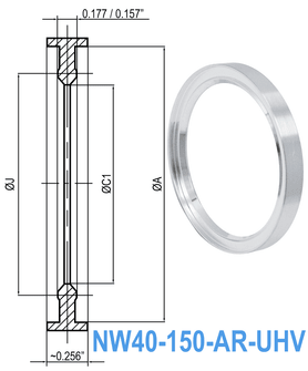 NW40 HV to UHV Metal Seal Centering Ring NW40 - 150 - AR - UHV - Chemtech Scientific Incorporated