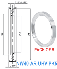 NW40 HV to UHV Metal Seal Centering Rings NW40 - AR - UHV - PK5 - Chemtech Scientific Incorporated