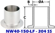 NW40 Long Butt Flange Stainless (NW40-150-LF)