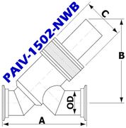 NW40 Pneumatic Angle Inline Valve PAIV - 1502 - NWB - CO - Chemtech Scientific Incorporated