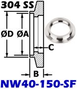 NW40 Short Weld Flange (NW40 - 150 - SF - OS) - Chemtech Scientific Incorporated