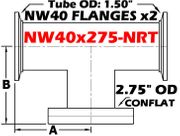 NW40 To 2.75" OD Conflat Non-Reducing Tee NW40x275-NRT