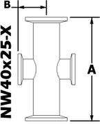 NW40 to NW25 Reducing Cross (NW40x25 - X) - Chemtech Scientific Incorporated