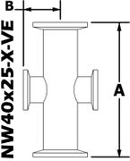 NW40 to NW25 Reducing Cross (NW40x25 - X - VE) - Chemtech Scientific Incorporated